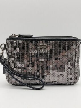 Coach Sequin Wristlet Pouch in Gunmetal Black